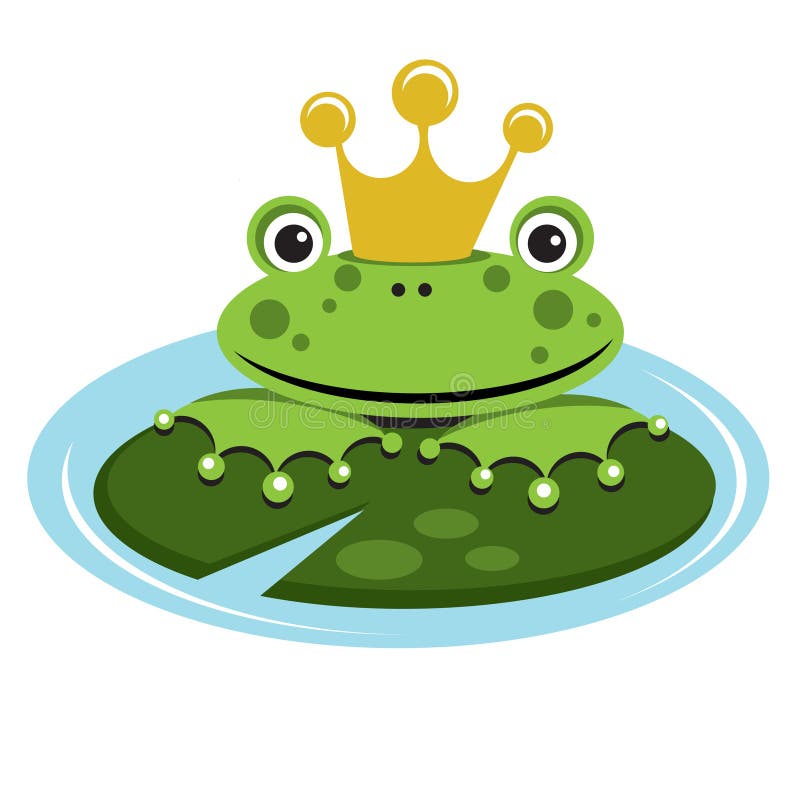 Vector illustration of a frog prince holding on to a lilly pad waiting to be kissed. Vector illustration of a frog prince holding on to a lilly pad waiting to be kissed