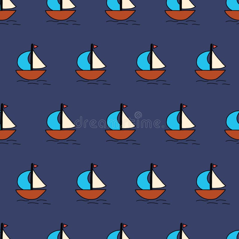 Żaglówki bezszwowy wektorowy tło Lato wzoru dzieciaki ilustracja wektor Żaglówki bezszwowy wektorowy tło Lato wzoru dzieciaki ilustracja wektor