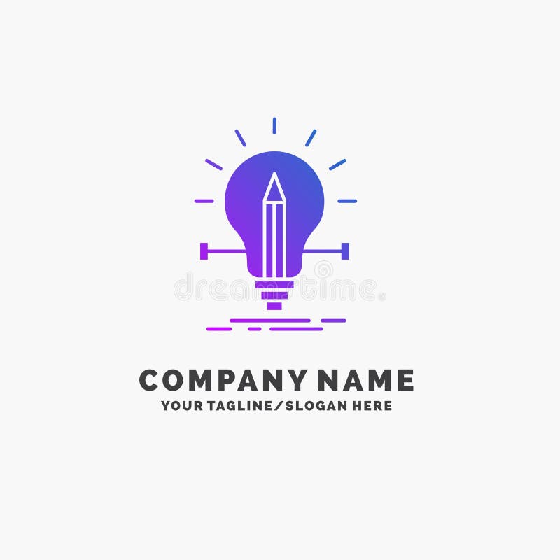 żarówka, kreatywnie, rozwiązanie, światło, ołówkowy Purpurowy Biznesowy logo szablon Miejsce dla Tagline royalty ilustracja żarówka, kreatywnie, rozwiązanie, światło, ołówkowy Purpurowy Biznesowy logo szablon Miejsce dla Tagline royalty ilustracja