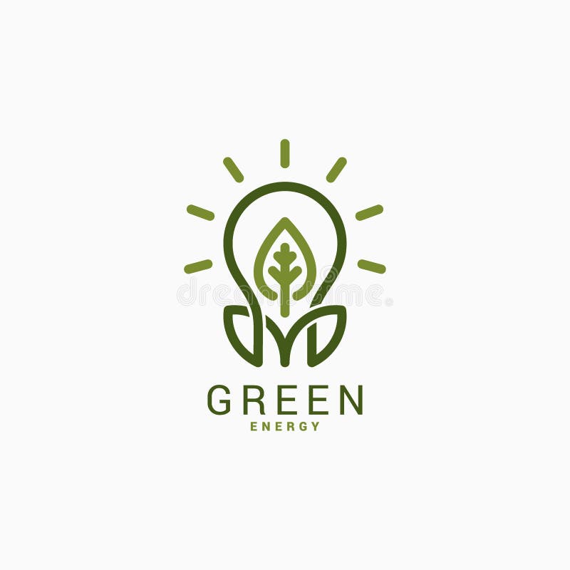 Żarówka z zielonym liściem Zielony Energetyczny Logo ilustracja wektor Żarówka z zielonym liściem Zielony Energetyczny Logo ilustracja wektor