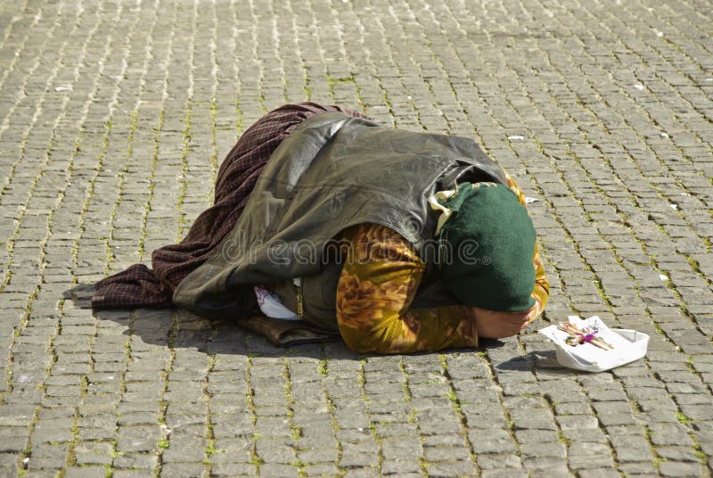 Anonymous beggar woman in Rome (Italy). Anonymous beggar woman in Rome (Italy)