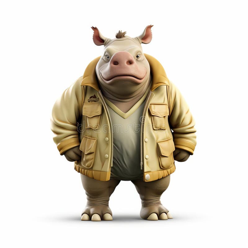 żywe 3d renderowanie nosorożca w pełnej kamizelce ciała ilustracji