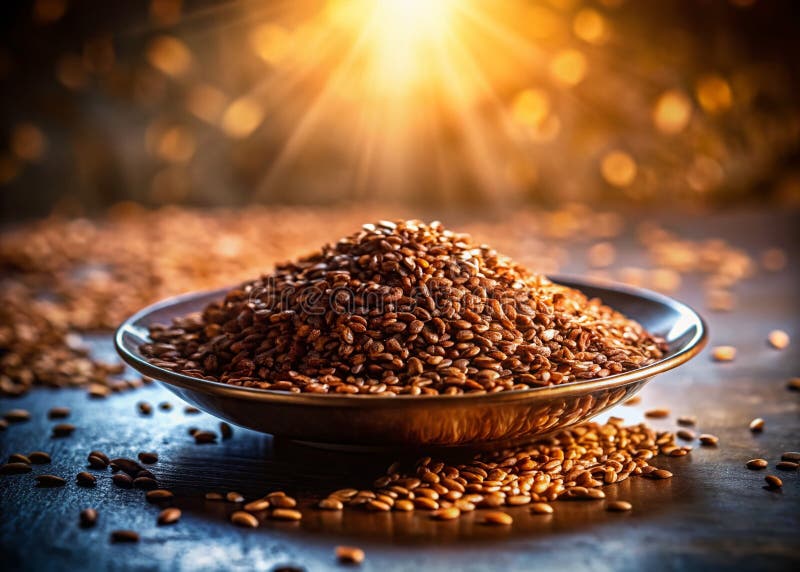 Żywienie Superfood Ujawnianie korzyści zdrowotnych nasion lnu w prostej odżywczej miseczce Sylwetka obrazu dla ilustracja wektor