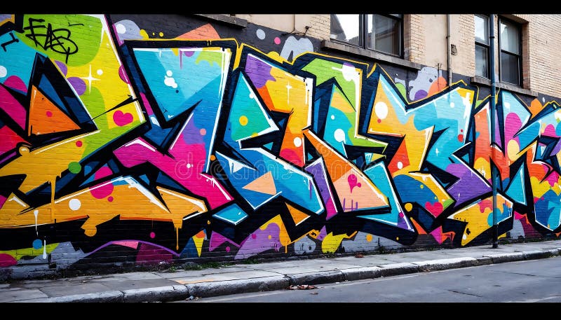 Żywy Graffiti Art Mural na miejskim murze royalty ilustracja