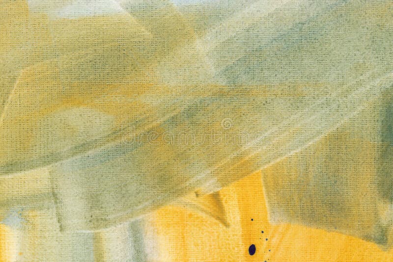 Żółty tapeta wodnokolorowa z jasnoniebieskimi pociągnięciami pędzla Ilustracja rastrowa wymazana ręcznie pędzlem