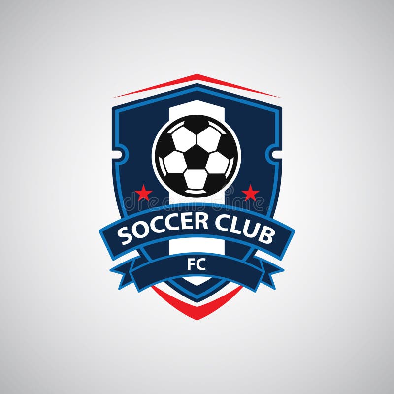 șabloane de design pentru emblema de fotbal pentru emblema echipei sportive, ilustrații izolate pe fond albastru royalty free illustration