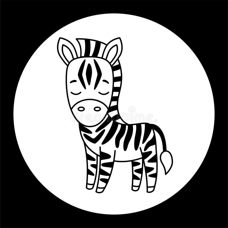șablon alb-negru vector zebră haioasă. silueta ilustrativă pentru concepția nou-născuților și a copiilor royalty free illustration