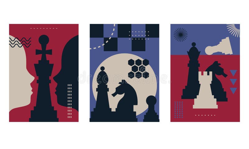 șablon banner cu diferite piese de șah. concept strategic. set de șabloane banner de diferite dimensiuni. șah club vector illustration