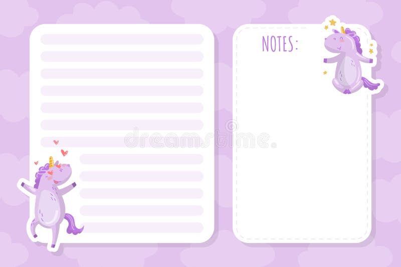 Șablon Drăguț Unicorn Character Blank Note Letter Vector royalty free illustration