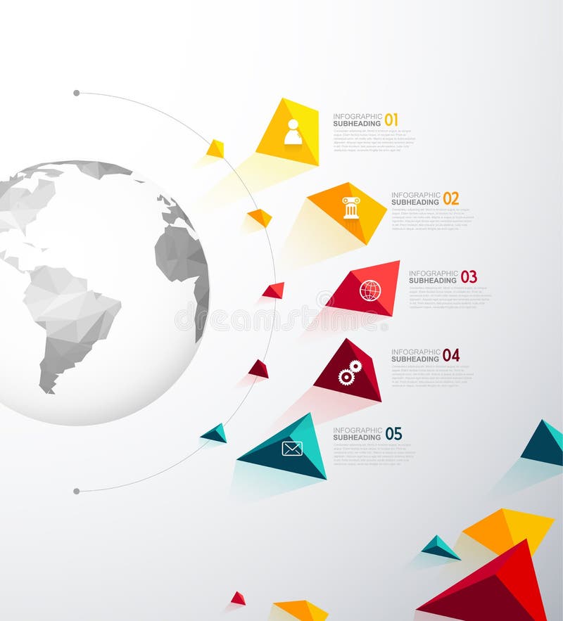 șablon infografic cu cinci forme colorate vector illustration