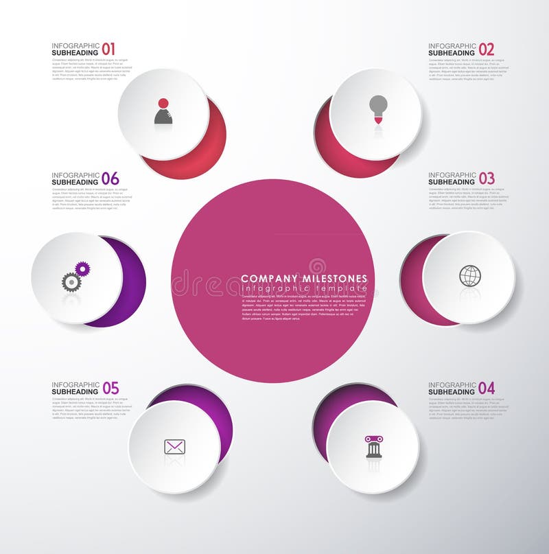 șablon infografic cu cinci forme și pictograme colorate. stock illustration