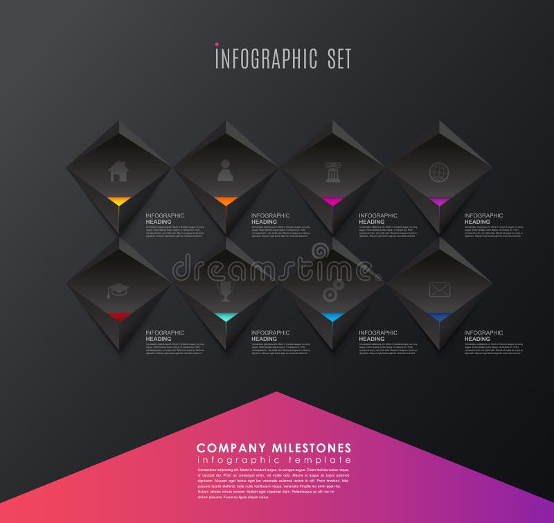șablon infografic cu cinci forme și pictograme colorate. royalty free illustration