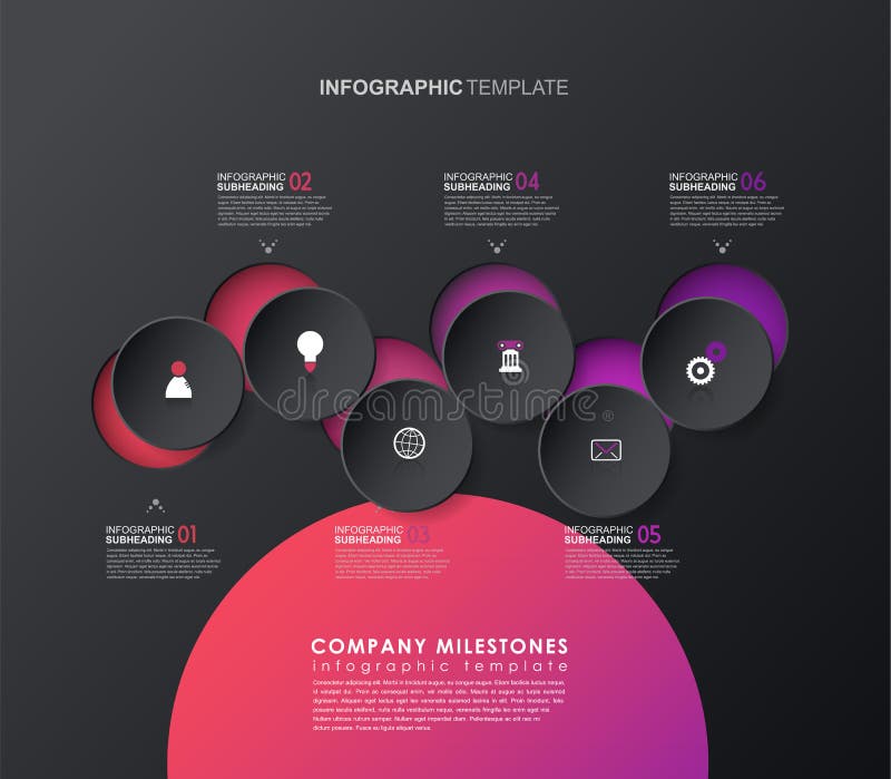 șablon infografic cu cinci forme și pictograme colorate. vector illustration