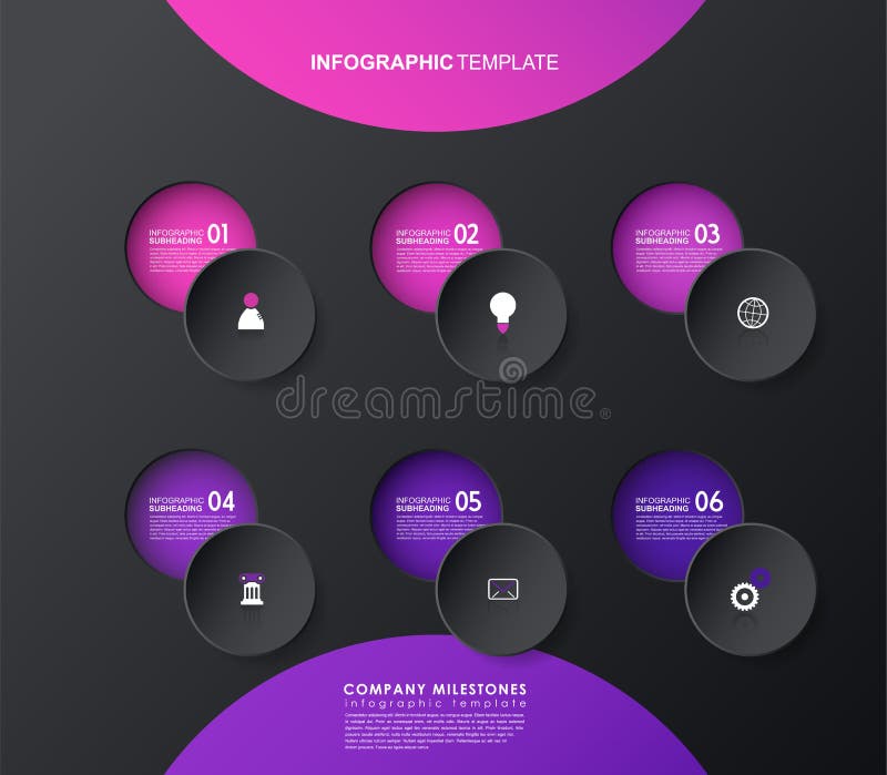 șablon infografic cu cinci forme și pictograme colorate. stock illustration