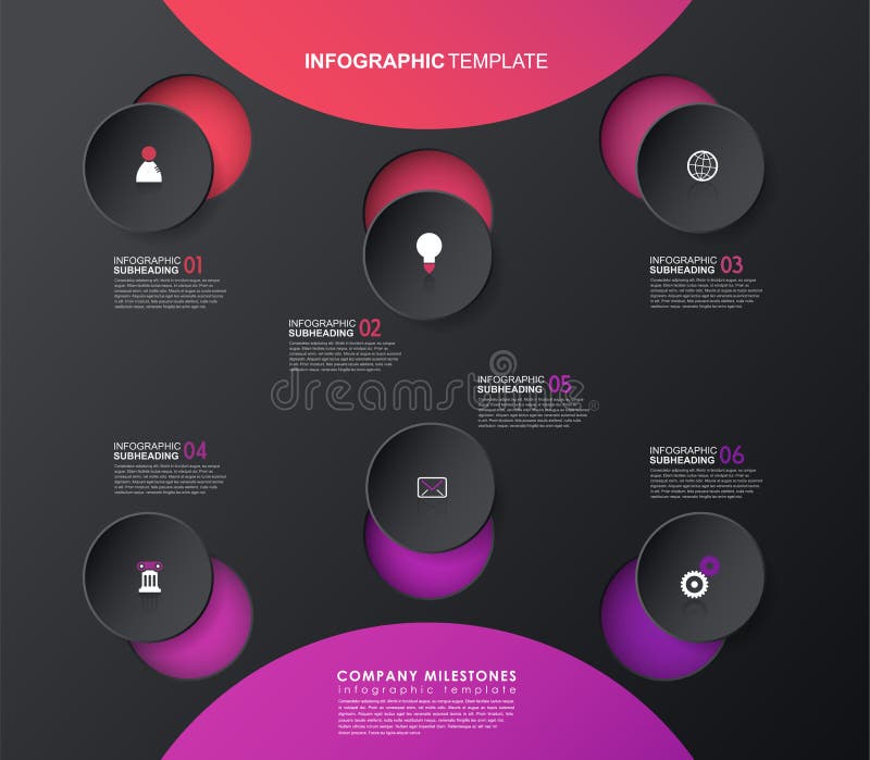 șablon infografic cu cinci forme și pictograme colorate. vector illustration
