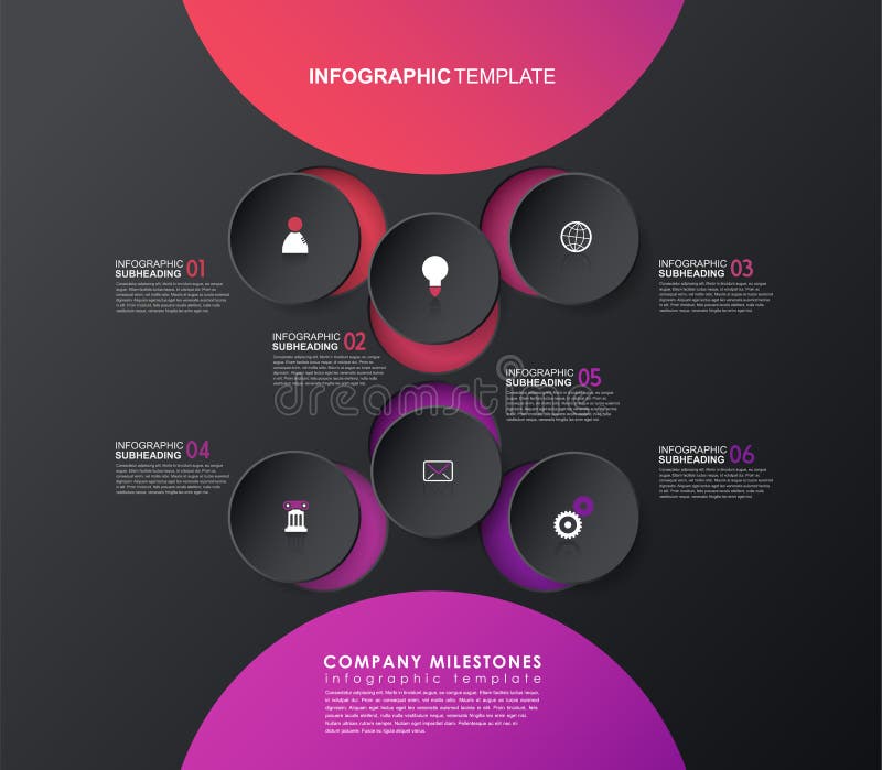 șablon infografic cu cinci forme și pictograme colorate. royalty free illustration