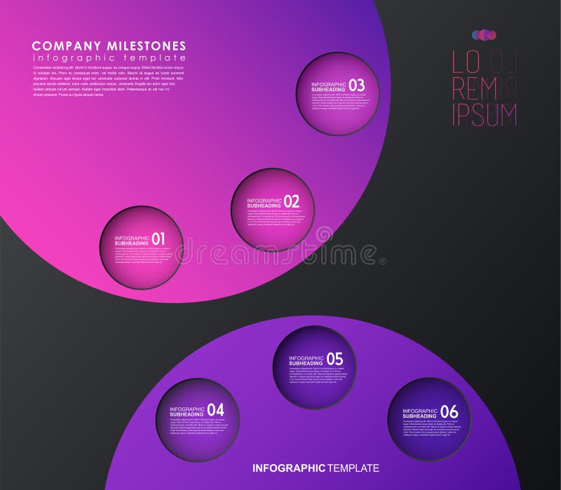 șablon infografic cu cinci forme și pictograme colorate. royalty free illustration