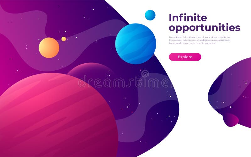 șablon pagină de aterizare pe tema explorării spațiale a tehnologiilor virtuale și a realității sporite. vector illustration