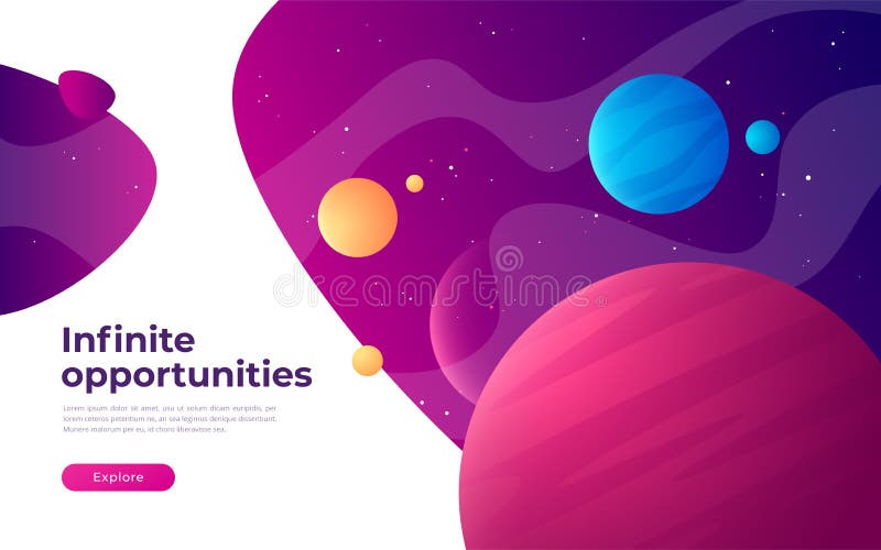 șablon pagină de aterizare pe tema explorării spațiale a tehnologiilor virtuale și a realității sporite. stock illustration