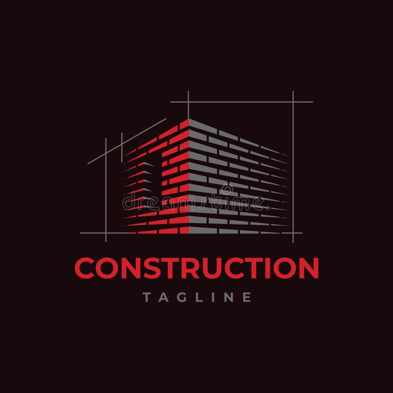șablon pentru sigla pentru construirea casei. lucrări de cărămidă cu ilustrare cu litere d vector illustration
