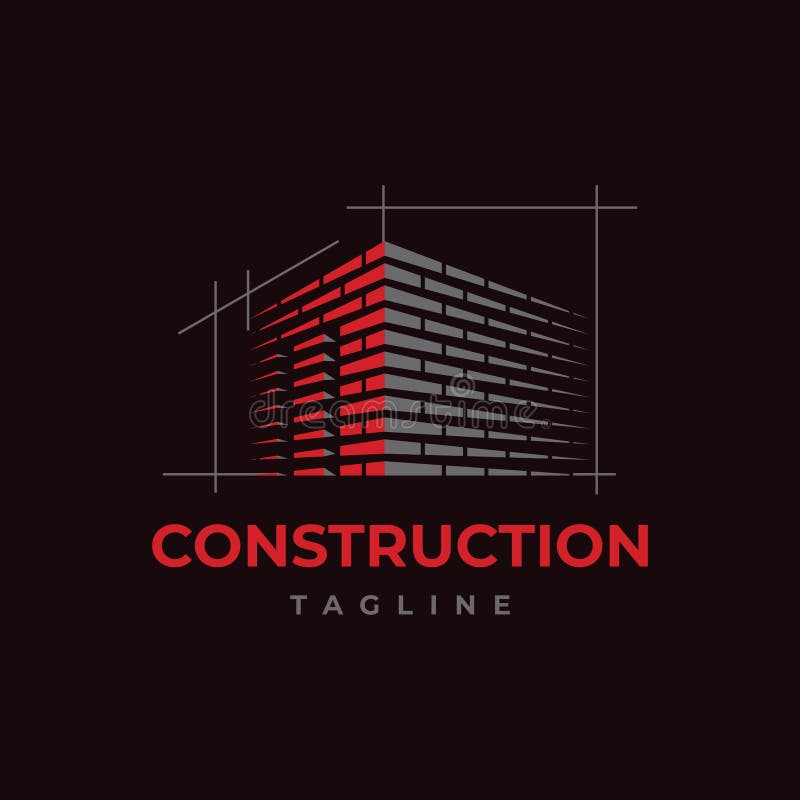 șablon pentru sigla pentru construirea casei. lucrări de cărămidă cu ilustrare prin litere stock illustration