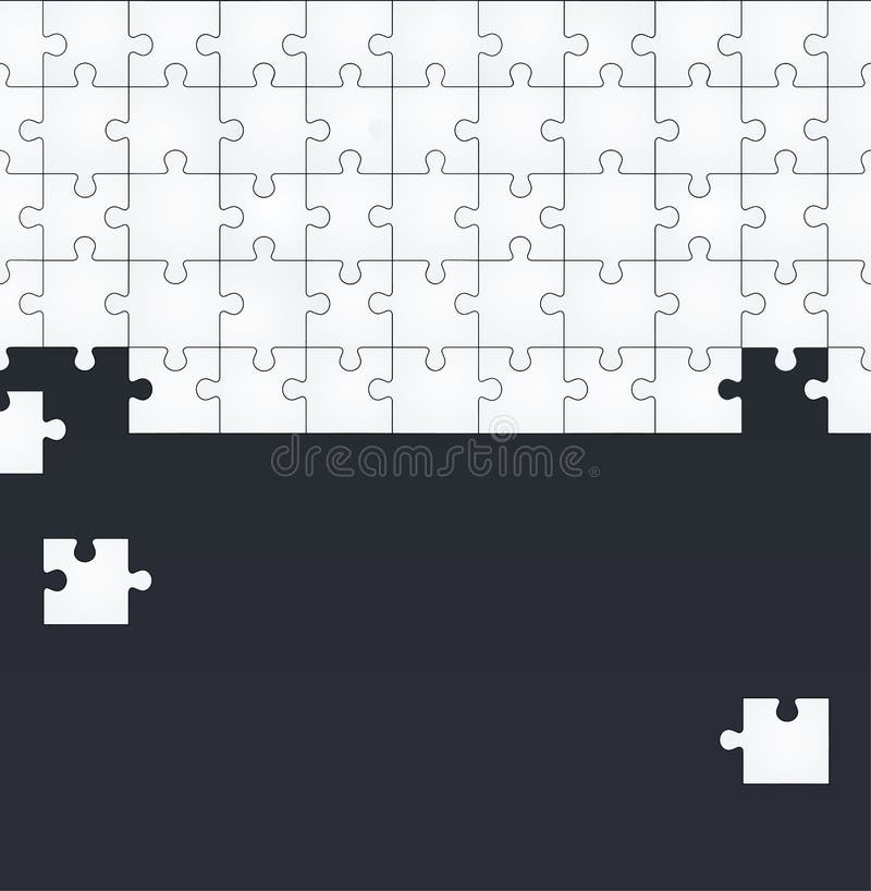 șablon puzzle. puzzle-uri albe pe fond întunecat. concept de business care conectează piesele puzzle care rezolvă o problemă royalty free illustration
