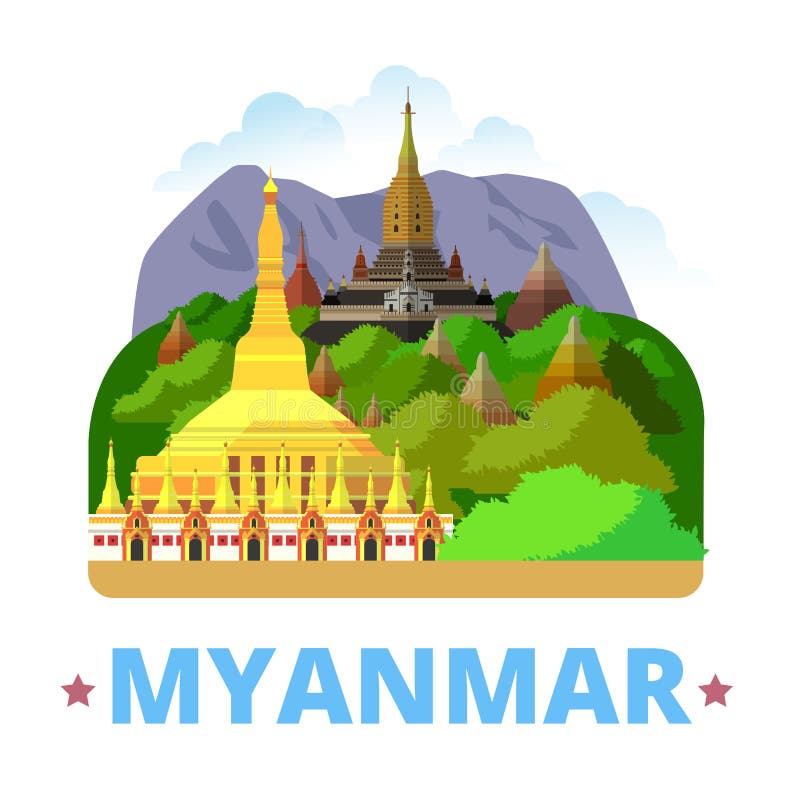șablon schiță țară Myanmar stock illustration