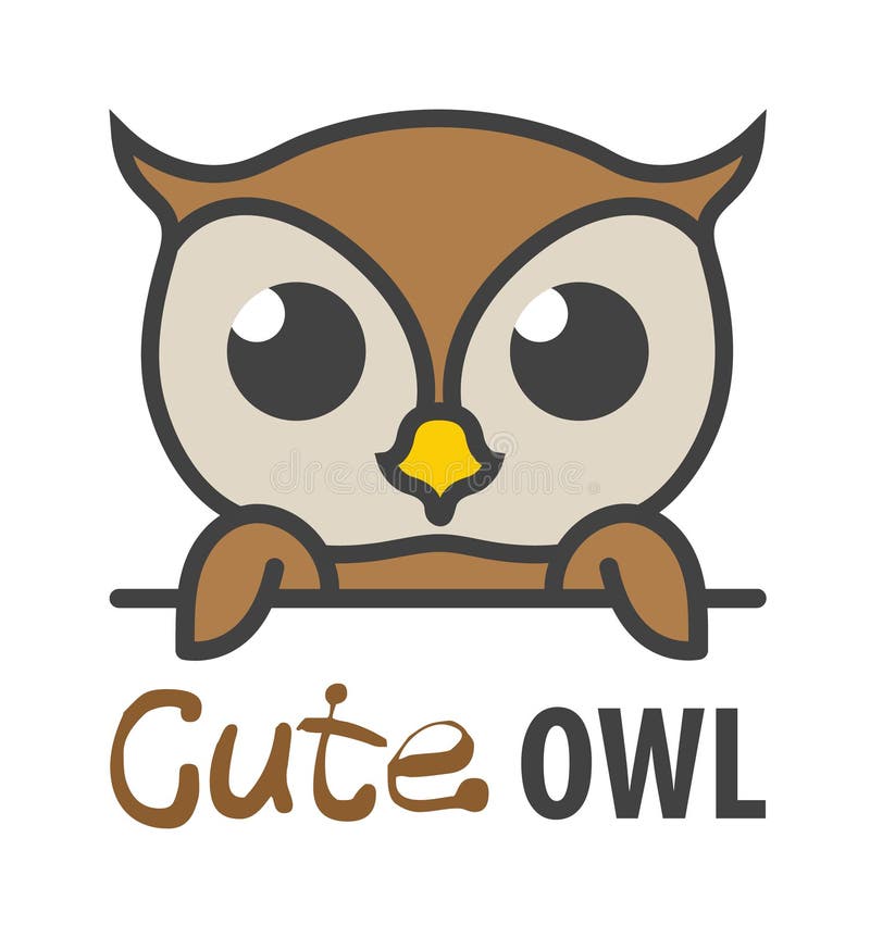 șablon siglă cu bufniță curioasă și drăguță. model pentru sigla vectorială pentru clinici veterinare din grădinile zoologice etc.. royalty free illustration