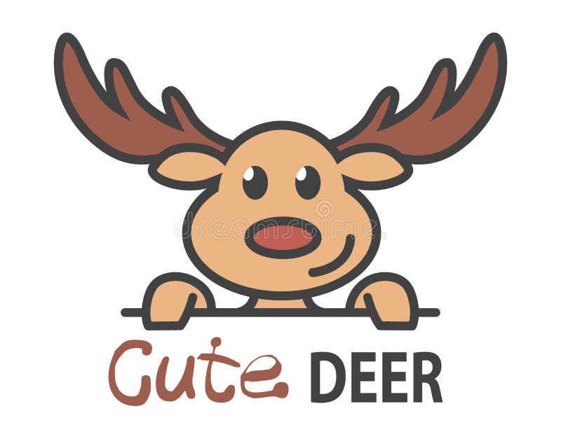 șablon siglă cu cerb curios și drăguț. model pentru sigla vectorială model elk pentru clinici veterinare din grădinile zoologice e vector illustration