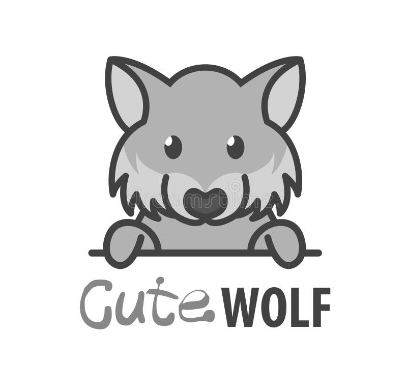 șablon siglă cu lupi curioși și drăguți. design pentru sigla vectorială poartă model pentru clinicile veterinare din grădinile zoo royalty free illustration