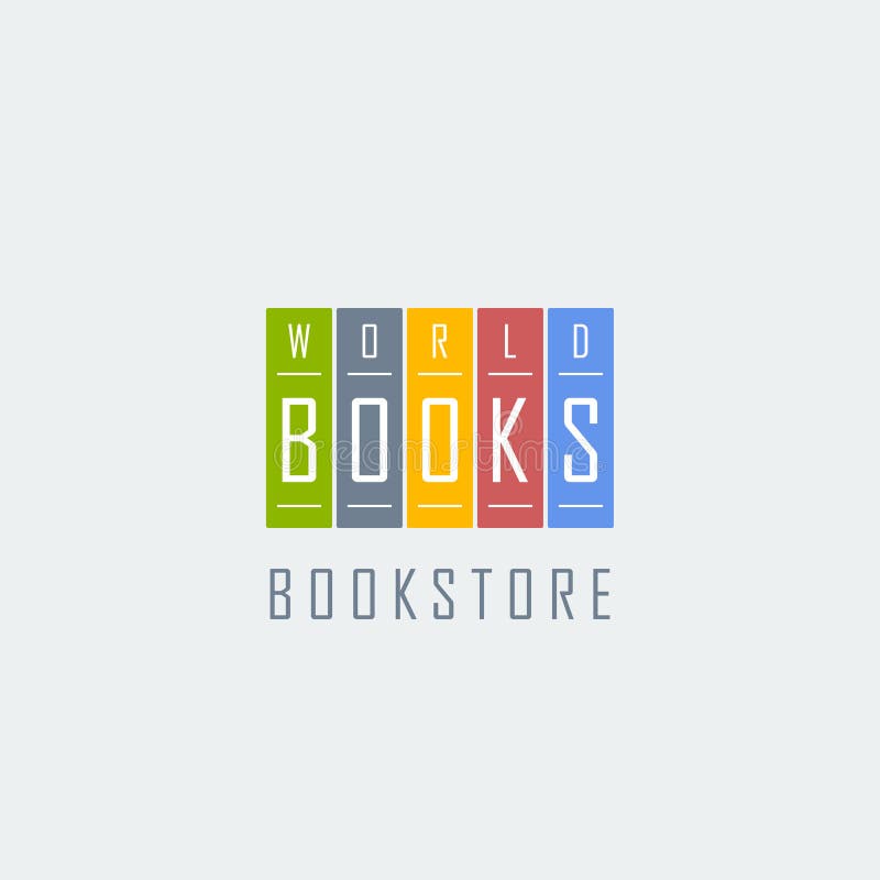șablon siglă librărie cinci cărți colorate vector illustration