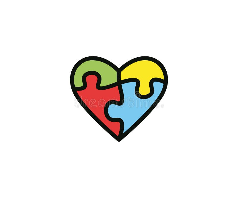 șablon siglă pentru inimă și puzzle colorat. design vectorial de sănătate vector illustration