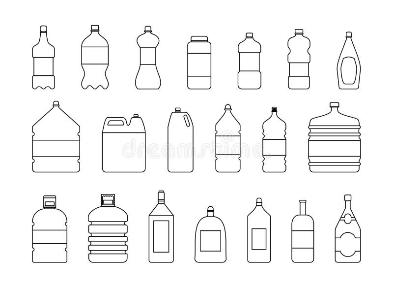 șablon siluetă cu model de contur alb din sticlă de apă de plastic, model lichid pur și simplu, albastru royalty free illustration