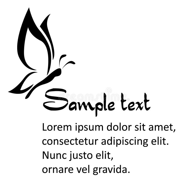 șablon simplu fluture alb-negru cu un tampon cu text eșantion royalty free illustration