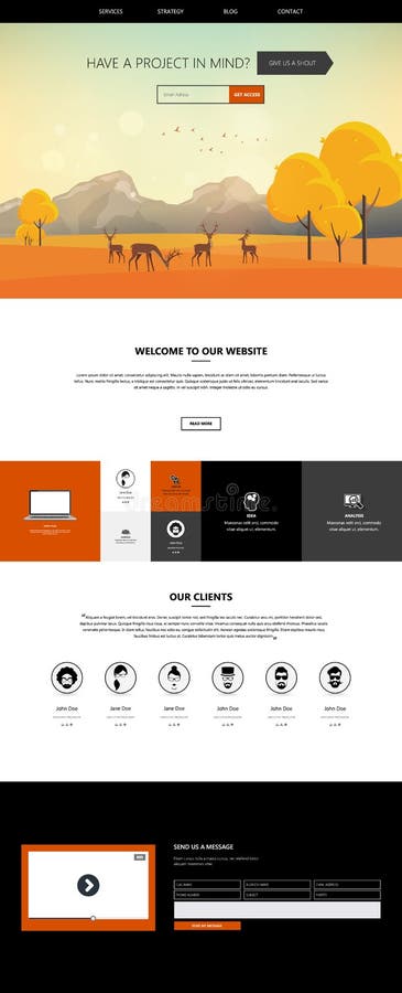 șablon site temă toamnă : stil de design plat pentru o pagină royalty free illustration