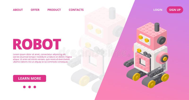 șablon Web cu un robot retro. vector royalty free illustration
