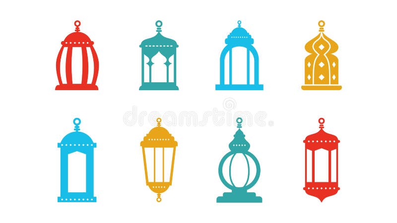 șase felii de ramadan colorate, izolate pe fond alb vector illustration