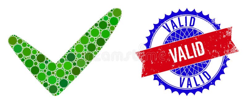 ștampilă texturată validă bicolor vectorială și compoziția da a rosetelor stock illustration