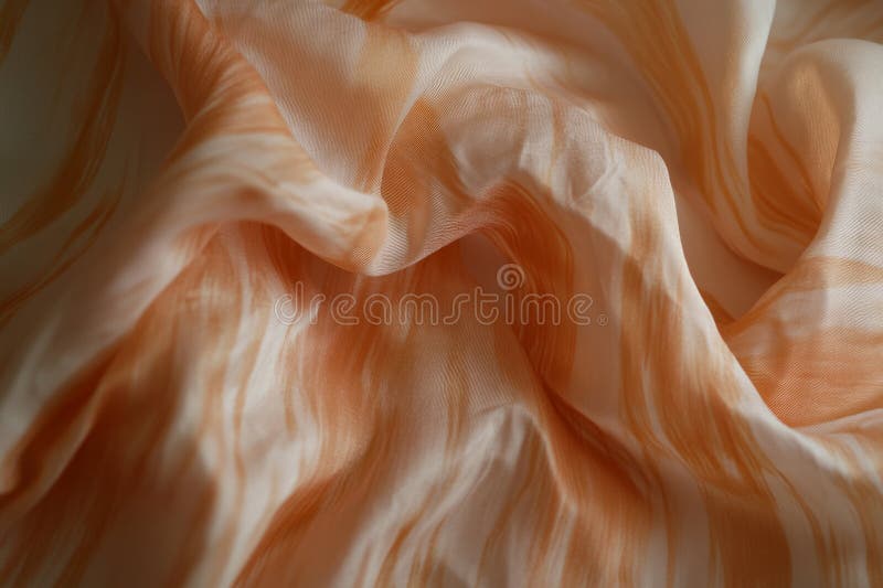 Țesătura de mătase Peach Fuzz cu pliuri blânde care prind lumina într-un mod moale și elegant. stock images
