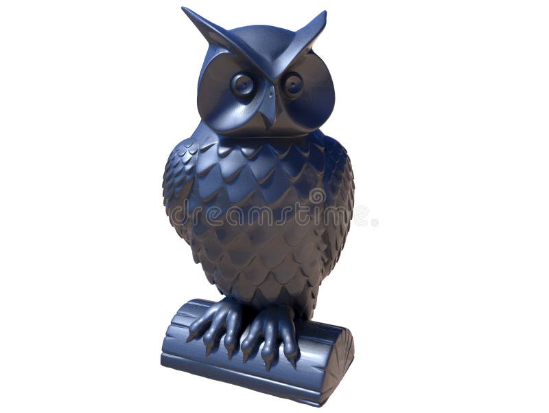 3D rendered illustration of an owl statue. The composition is on a white background with shadows. 3D rendered illustration of an owl statue. The composition is on a white background with shadows.