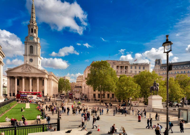 St Martins In The Fields overlooks Trafalgar Square in the heart of London, England. St Martins In The Fields overlooks Trafalgar Square in the heart of London, England.