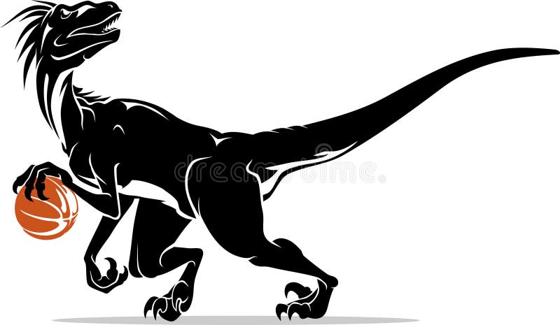 άθλημα δεινοσαύρων του velociraptor με μπάλα ελεύθερη απεικόνιση δικαιώματος