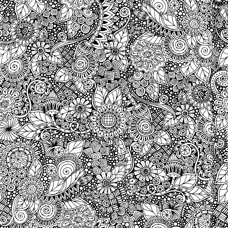 Άνευ ραφής floral αναδρομικό doodle γραπτό ελεύθερη απεικόνιση δικαιώματος