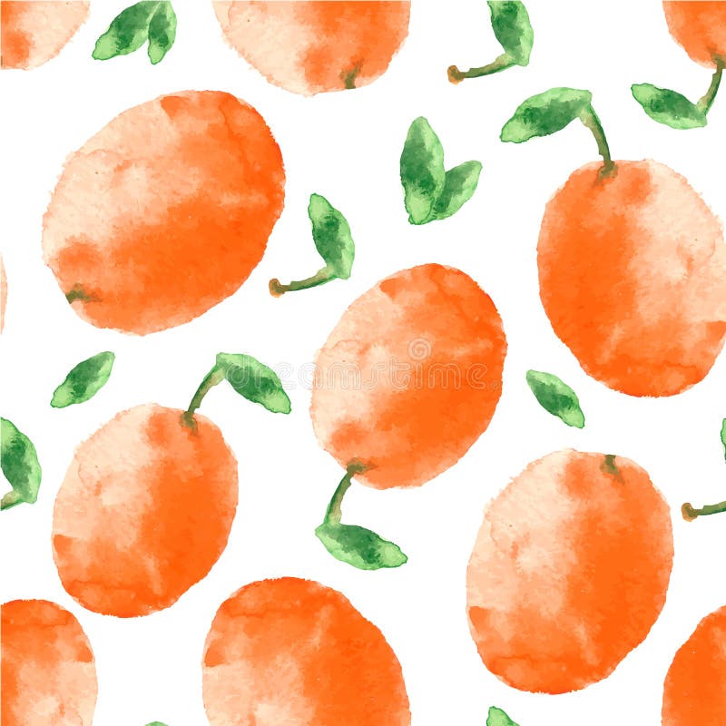 Watercolor apricot. Hand painted orange apricot and green leaves seamless pattern. Watercolor apricot. Hand painted orange apricot and green leaves seamless pattern.