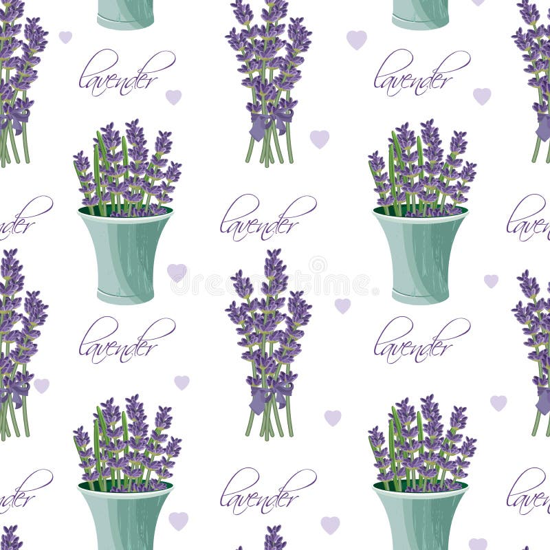 Άνευ ραφής σχέδιο με lavender τα λουλούδια ελεύθερη απεικόνιση δικαιώματος