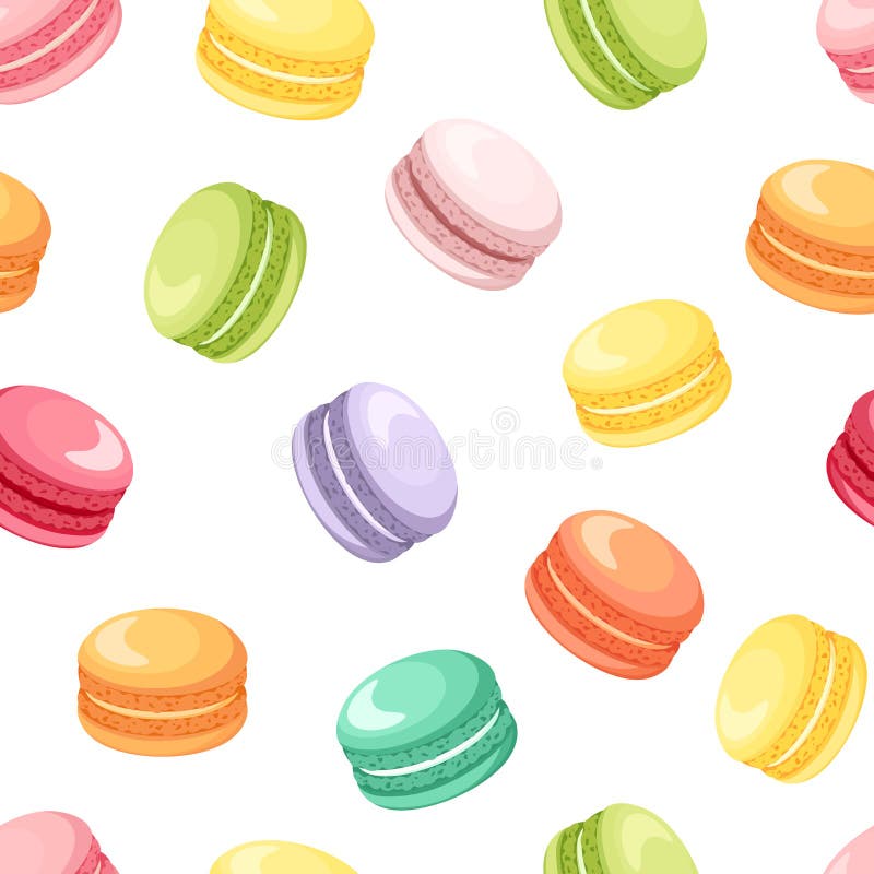 Άνευ ραφής σχέδιο με τα ζωηρόχρωμα macaroon μπισκότα στο λευκό επίσης corel σύρετε το διάνυσμα απεικόνισης ελεύθερη απεικόνιση δικαιώματος Άνευ ραφής σχέδιο με τα ζωηρόχρωμα macaroon μπισκότα στο λευκό επίσης corel σύρετε το διάνυσμα απεικόνισης ελεύθερη απεικόνιση δικαιώματος