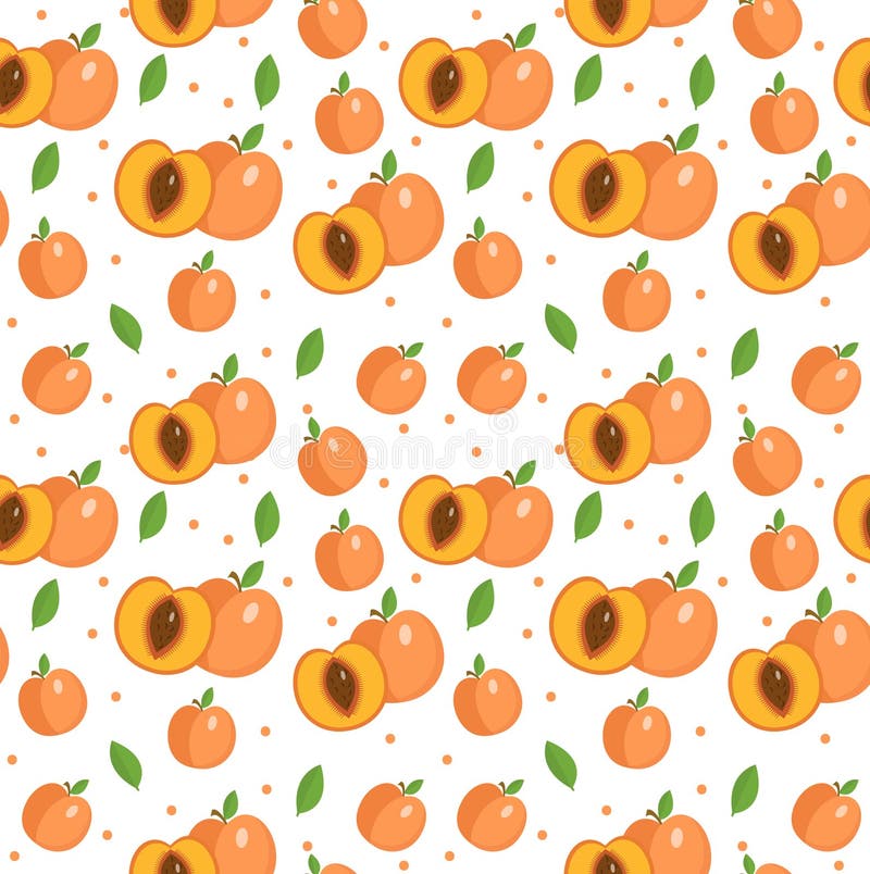 Peach seamless pattern. Apricot endless background, texture. Fruits backdrop. Vector illustration. Peach seamless pattern. Apricot endless background, texture. Fruits backdrop. Vector illustration