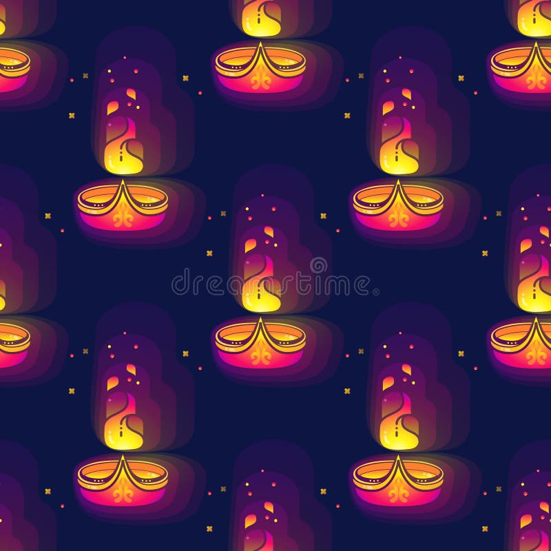 Άνευ ραφής σχέδιο Diwali Φωτεινό ζωηρόχρωμο σημάδι λαμπτήρων Diwali διανυσματική απεικόνιση