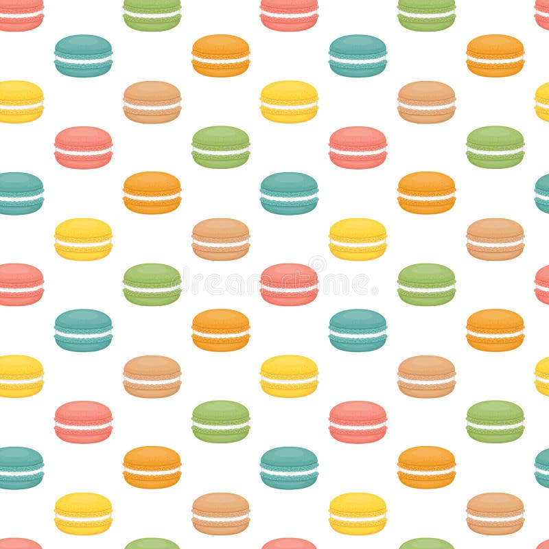 Άνευ ραφής σχέδιο με macaroons Ζωηρόχρωμο κέικ macarons Επίπεδο ST απεικόνιση αποθεμάτων