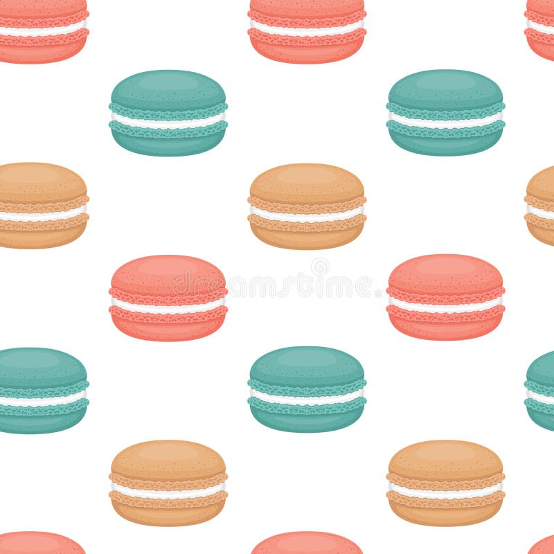Άνευ ραφής σχέδιο με macaroons Ζωηρόχρωμο κέικ macarons Επίπεδο ST ελεύθερη απεικόνιση δικαιώματος